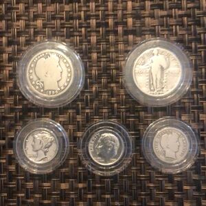Two Silver Quarters & Three Silver Dimes